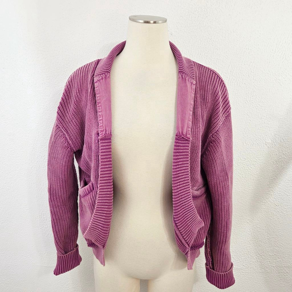 Free People Women's Worn Thru Surplus Cardigan sweater bubblegum pink size small - Picture 3 of 8